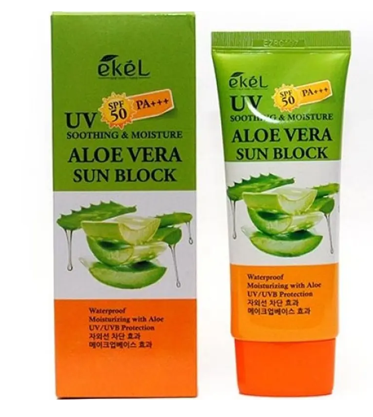 Сонцезахисний крем з алоє EKEL Soothing & Moisture Aloe Vera Sun Block 70ml, фото 1