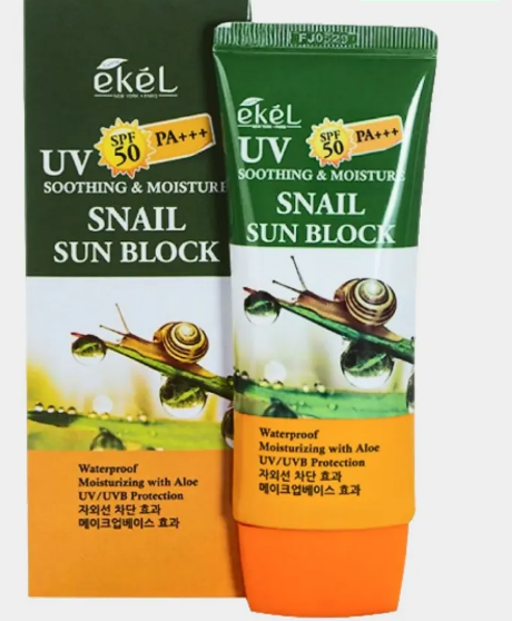 Сонцезахисний крем з муцином равлика EKEL Soothing & Moisture Snail Sun Block 70ml, фото 1