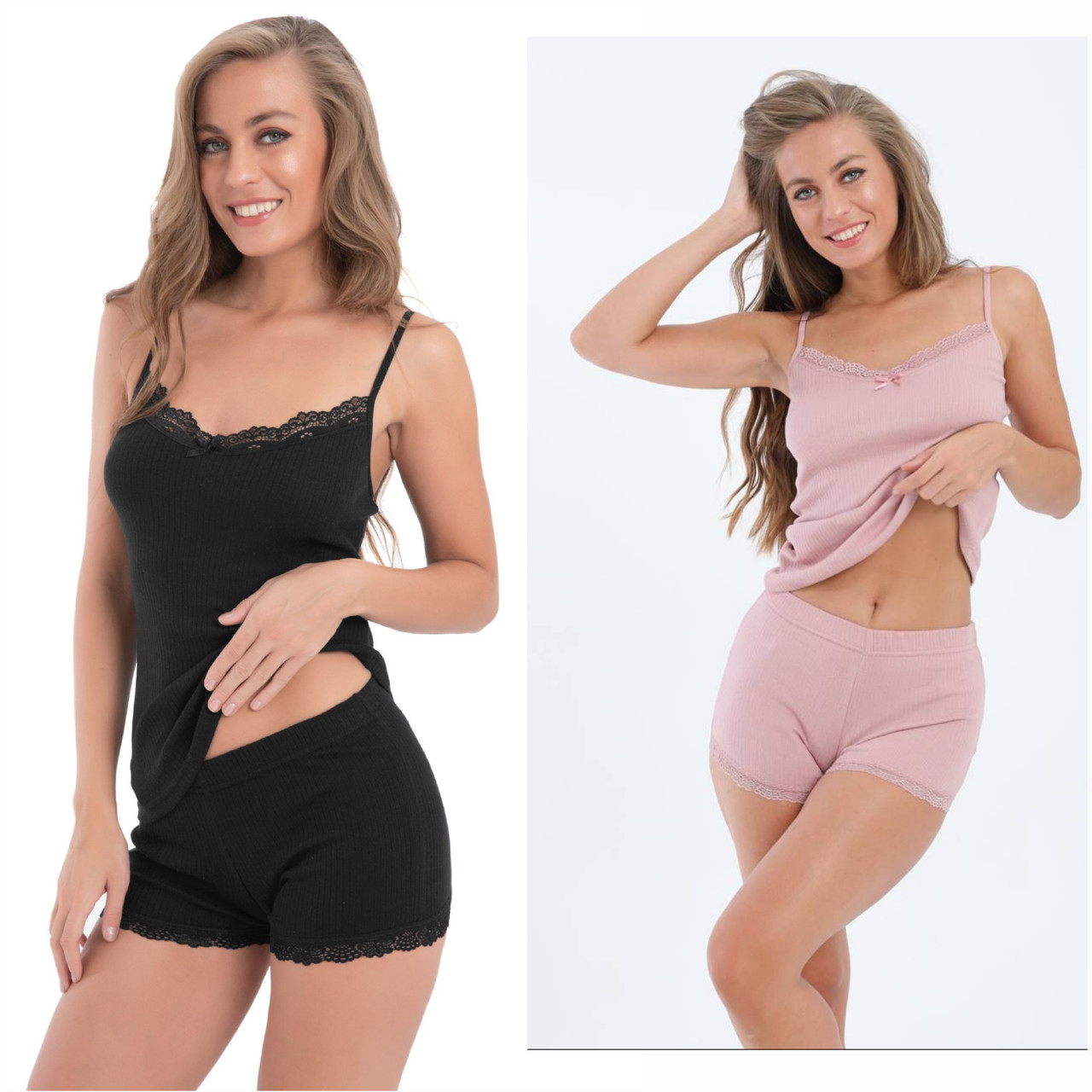 Піжама із шортами в рубчик Almina, фото 1