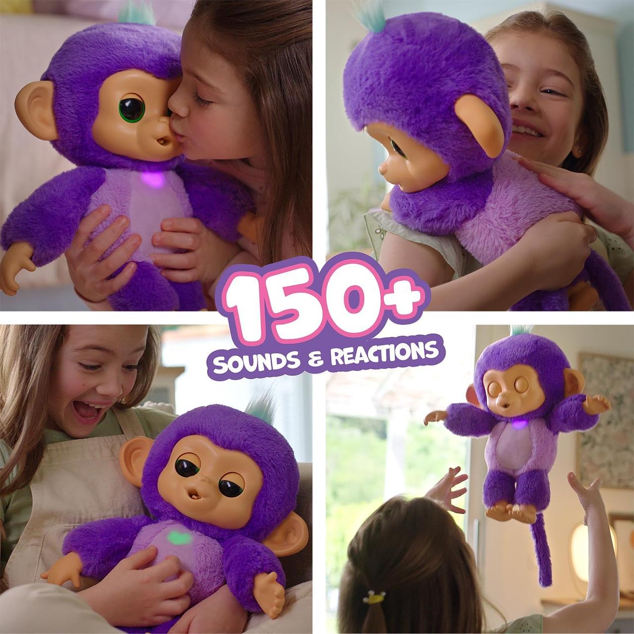 Інтерактивна мавпочка Санні Fingerlings Care 'n' Cuddles Interactive Baby Monkey, WowWee, фото 1