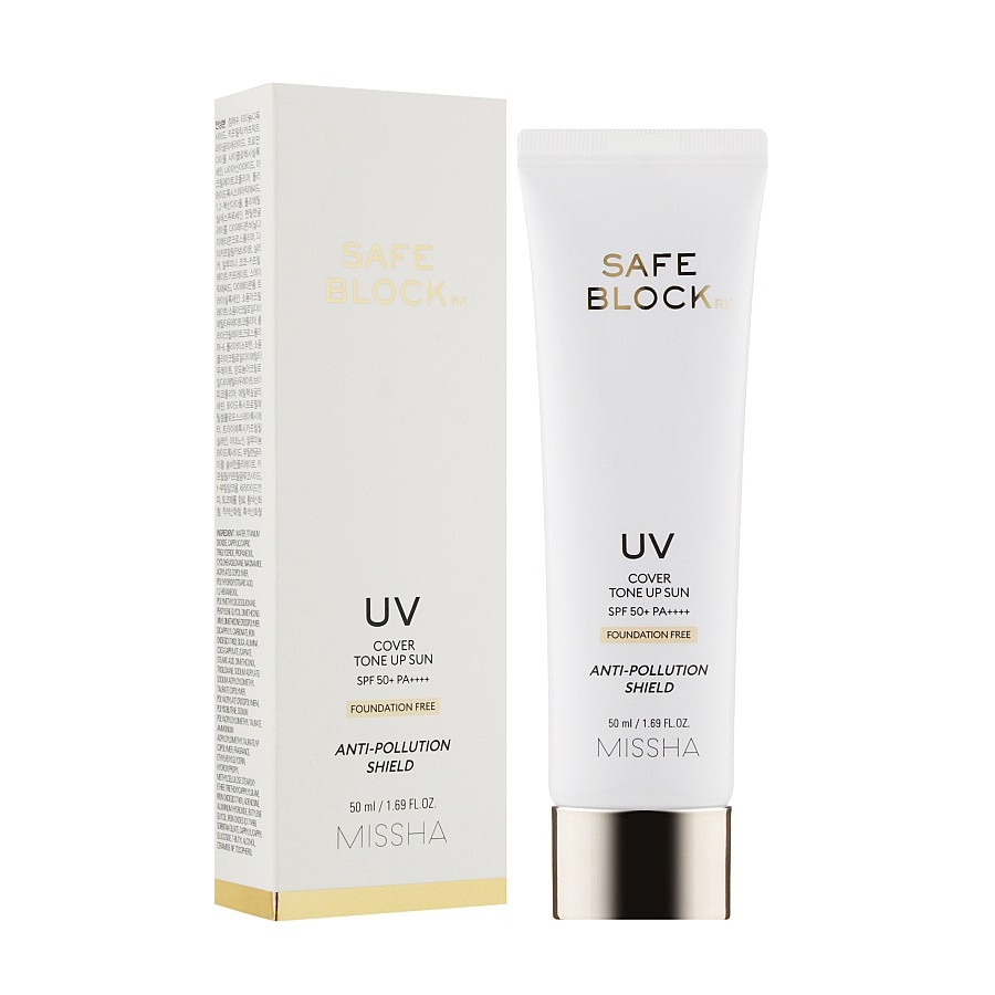 Сонцезахисний крем Missha Safe Block RX Cover Tone Up Sun SPF50+PA++++ [Foundation Free] 50мл, фото 1