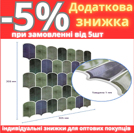 Самоклеюча поліуретанова плитка сіро-фіолетова мозаїка 305х305х1мм SW-00001194