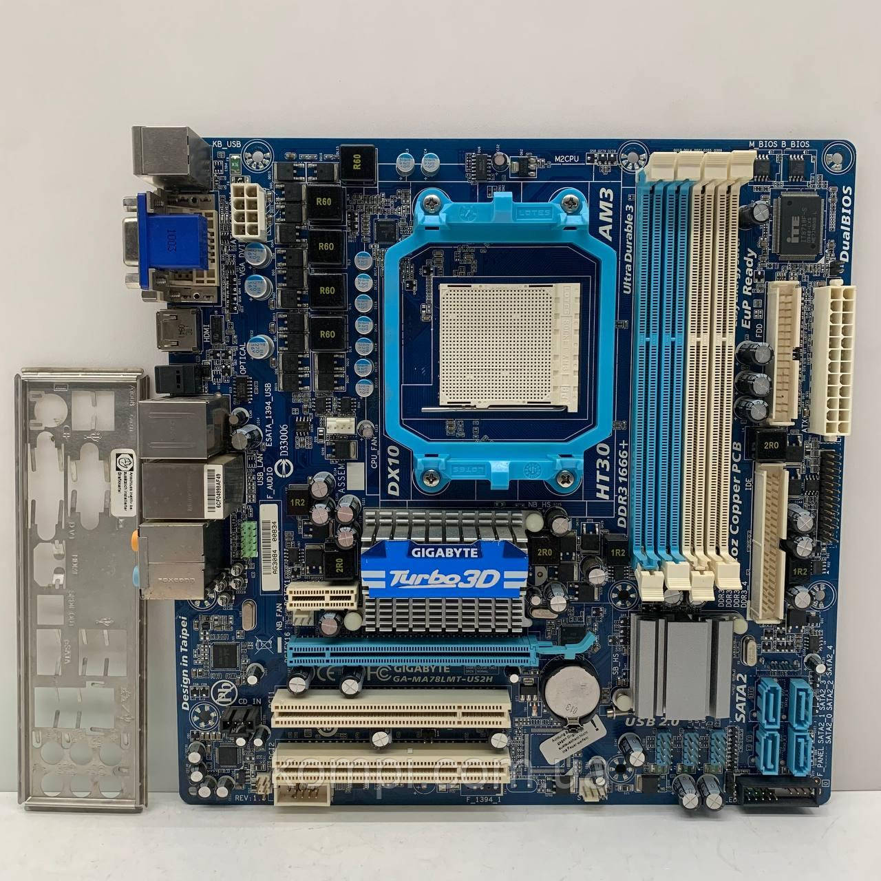 Материнська плата sAM3 Gigabyte GA-MA78LMT-US2H (Soket AM3, DDR3, HDMI, б/в), фото 1