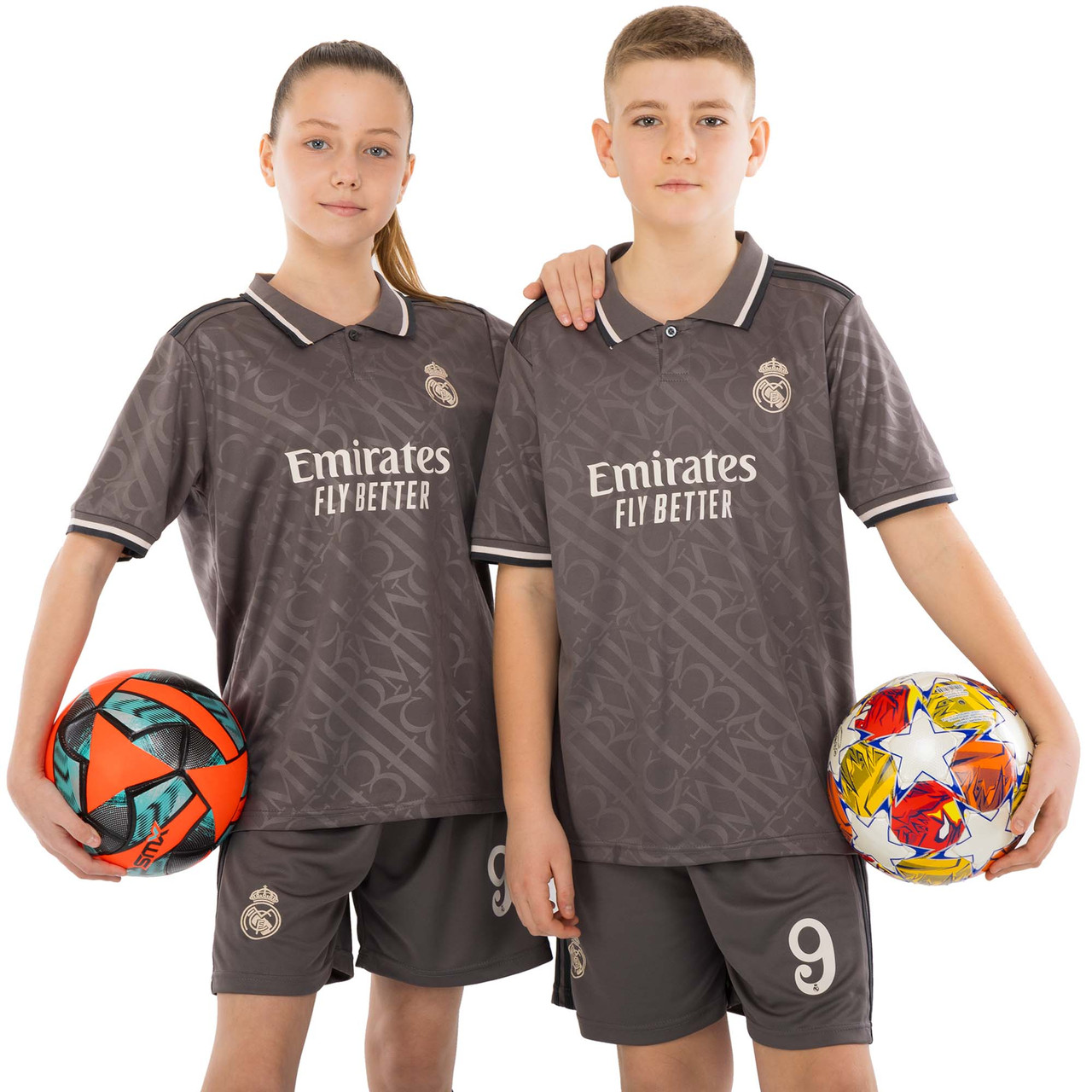 Форма футбольна дитяча REAL MADRID MBAPPE 9 резервна 2025 сіра р.22, зріст 125-130