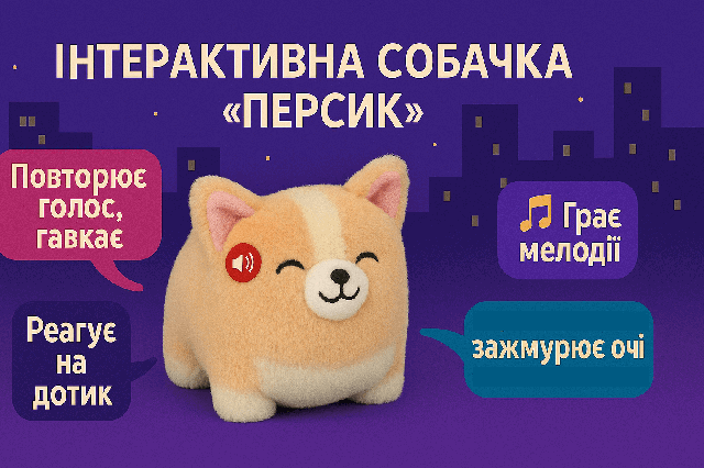 Інтерактивна м’яка іграшка собачка Персик 30 см BF2506/1