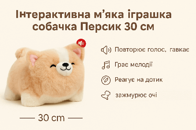 Інтерактивна м’яка іграшка собачка Персик
