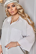 Жіноча біла сорочка батал без застібок вільний крій широкий рукав, фото 3