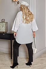 Жіноча біла сорочка батал без застібок вільний крій широкий рукав, фото 4