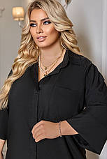 Жіноча сорочка батал чорна вільна без застібок, фото 3