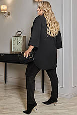 Жіноча сорочка батал чорна вільна без застібок, фото 4
