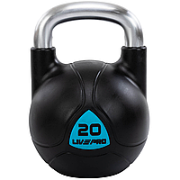 Гиря 20 кг цільна з поліуретановим покриттям і хромованою ручкою LiveUp LP8040-20 Чорний