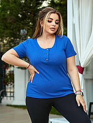 Футболка для жінок plus size з кнопками, комфортний трикотаж