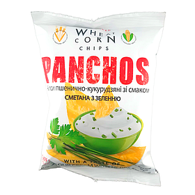 Чіпси PANCHOS зі смаком сметани та зелені 82 г