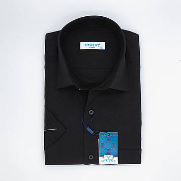 Сорочка чоловіча, прямого покрою, з коротким рукавом, FITMENS FS-001363 SIYAH 90% бавовна 10% поліестер L(Р)