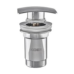 Донний клапан для раковини з переливом Koer PW-04-01 автоматичний (Click-Clack) (Колір хром) 1 1/4'