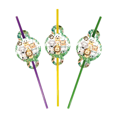 Коктейльні трубочки 04 - Тропічні тварини (8 шт)