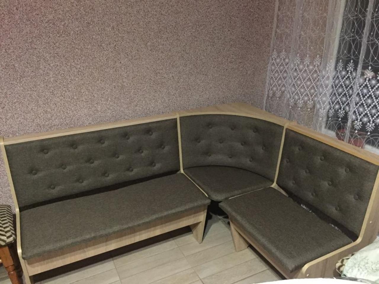 Кухонний куточок Тканина / ДСП (без стола і табуреток) 114 см х 154 см - Дуб Самоа, фото 1