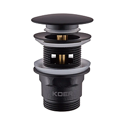 Донний клапан для раковини з переливом Koer PW-03-05 автоматичний (Click-Clack) (Колір чорний) 1 1/