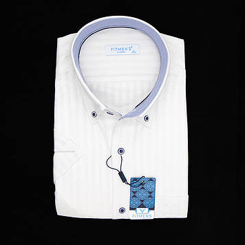 Сорочка чоловіча, прямого покрою, з коротким рукавом, FITMENS FS-004072 BEYAZ 100% бавовна L(Р)