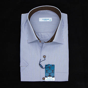 Сорочка чоловіча, прямого покрою, з коротким рукавом, FITMENS FS-002585 KAHVE 90% бавовна 10% поліестер L(Р)