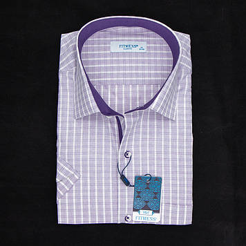 Сорочка чоловіча, прямого покрою, з коротким рукавом, FITMENS FS-002555 LILA 100% бавовна L(Р)
