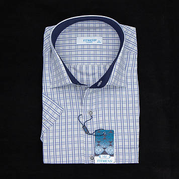 Сорочка чоловіча, прямого покрою, з коротким рукавом, FITMENS FS-001914 GRI 90% бавовна 10% поліестер L(Р)