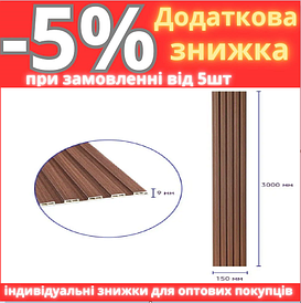Декоративна рейка WPC стінова капучино 3000*150*9 мм (D) SW-00001868