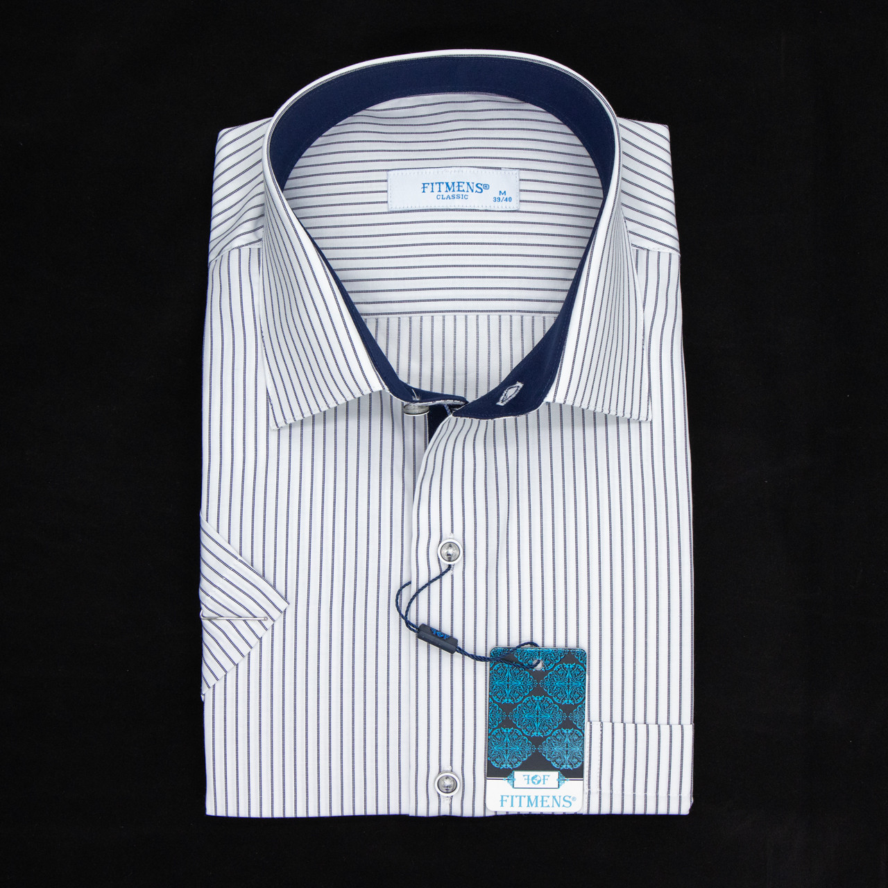 Сорочка чоловіча, прямого покрою, з коротким рукавом, FITMENS FS-005356 Beyaz Acik Mavi 90% бавовна 10%, фото 1