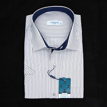 Сорочка чоловіча, прямого покрою, з коротким рукавом, FITMENS FS-005356 Beyaz Acik Mavi 90% бавовна 10%