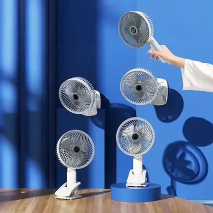 Мінівентилятор на прищіпки Акумуляторний, Вентилятор із поворотною головкою та знімною прищіпкою 3 швидкості, фото 1