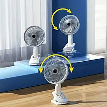 Мінівентилятор на прищіпки Акумуляторний, Вентилятор із поворотною головкою та знімною прищіпкою 3 швидкості, фото 3