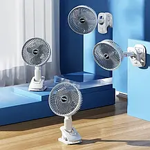 Мінівентилятор на прищіпки Акумуляторний, Вентилятор із поворотною головкою та знімною прищіпкою 3 швидкості, фото 4