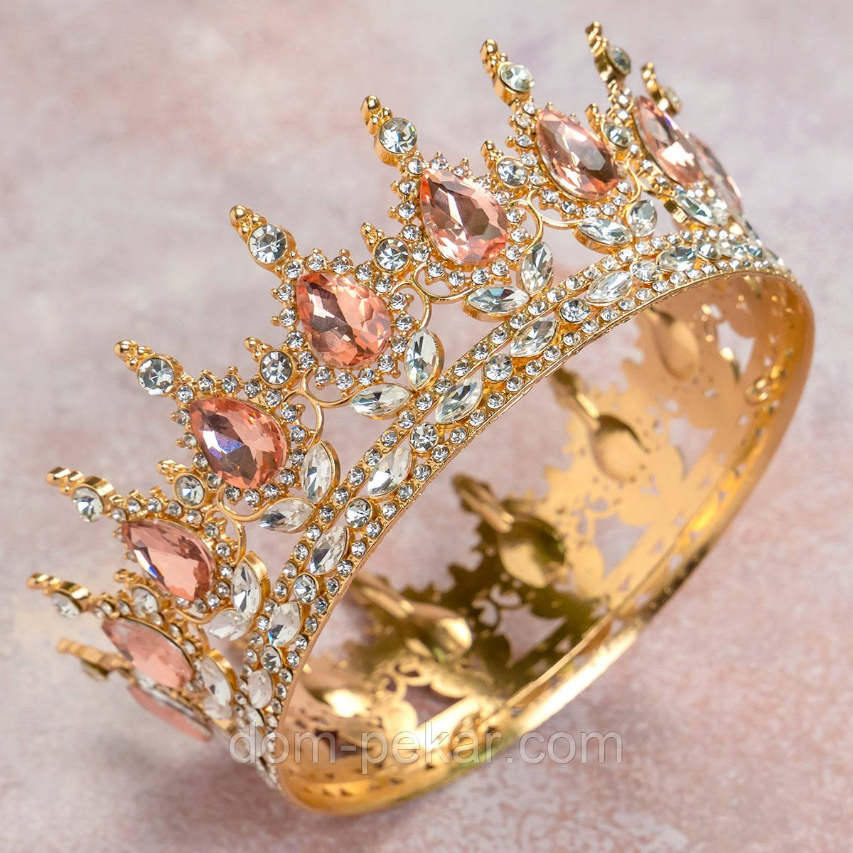 Декор для торта Корона 12 см золота з шампань