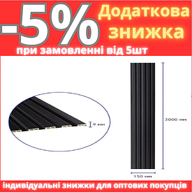 Декоративна рейка WPC стінна антрацит 3000*150*9 мм (D) SW-00001869