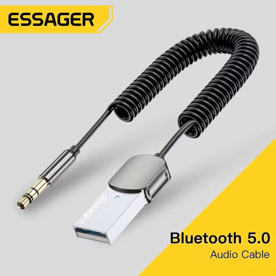 Bluetooth адаптер в машину для автомагнітоли Essager Bluetooth 5.0 USB AUX в авто, фото 1