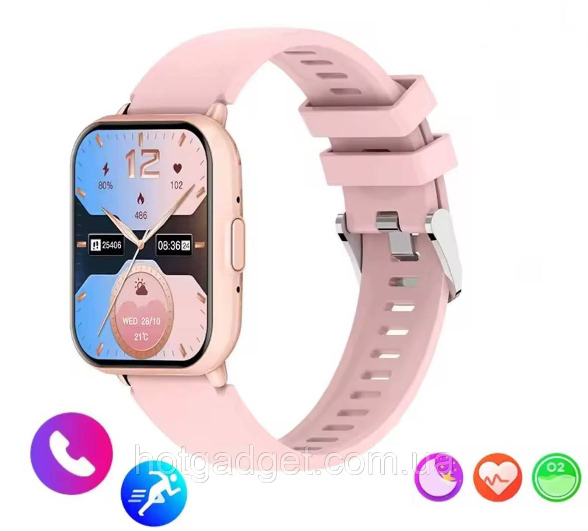 Смарт-годинник жіночий Lige Z169 pink (дзвінки, пульсоксиметр)