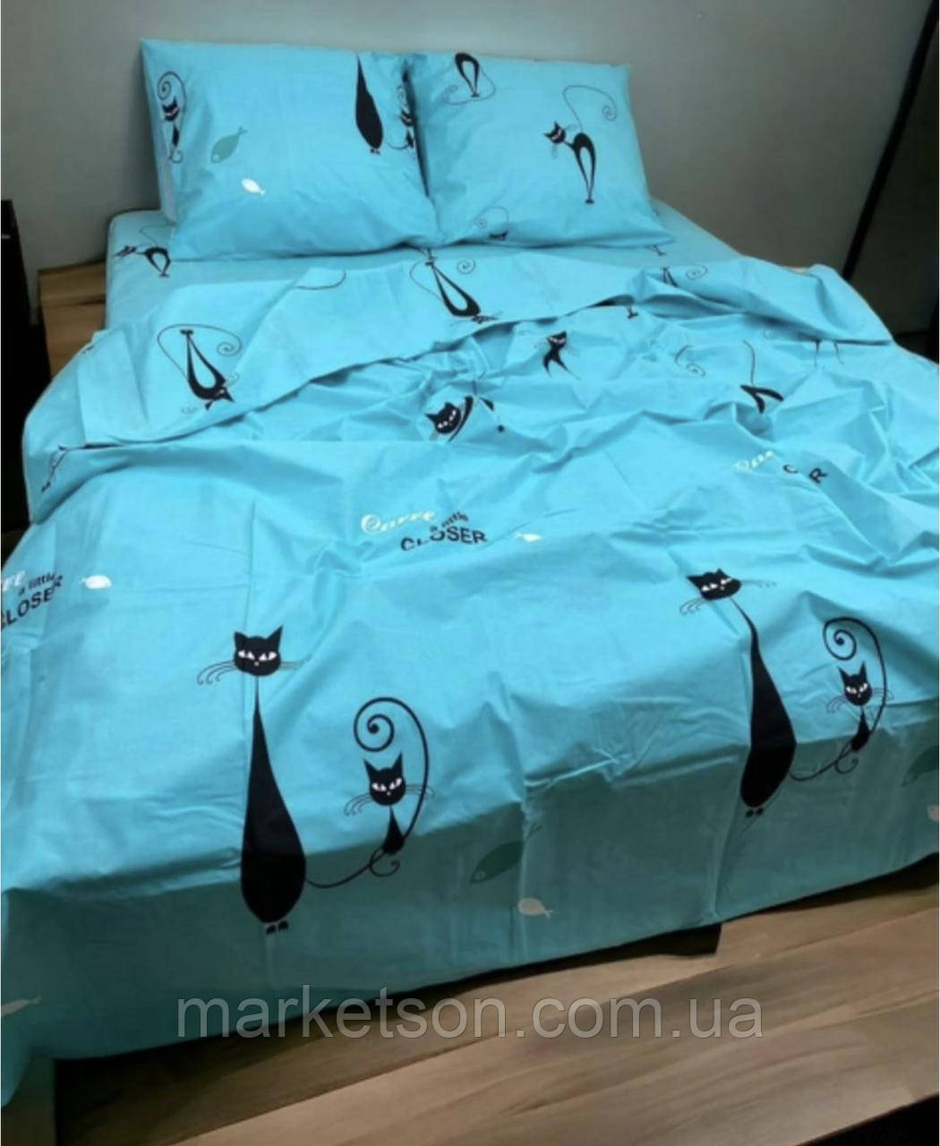 Дитяча полуторна постільна білизна бавовна Коти