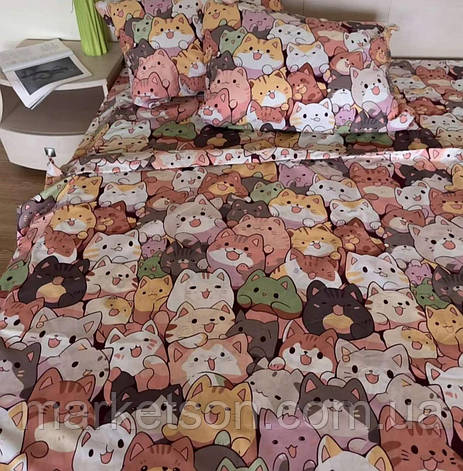 Дитяча полуторна постільна білизна бавовна Коти, фото 2