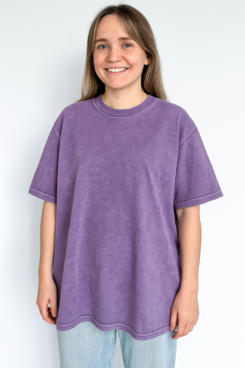 Футболка варенка жіноча тай-дай оверсайз Apmi фіолетовий, фото 1