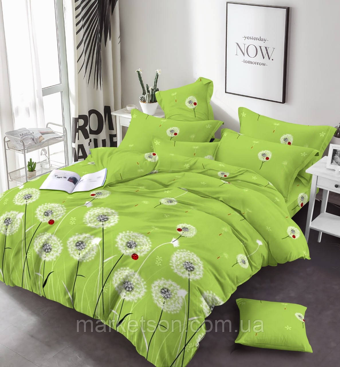 Дитяча полуторна постільна білизна бавовна Кульбабки