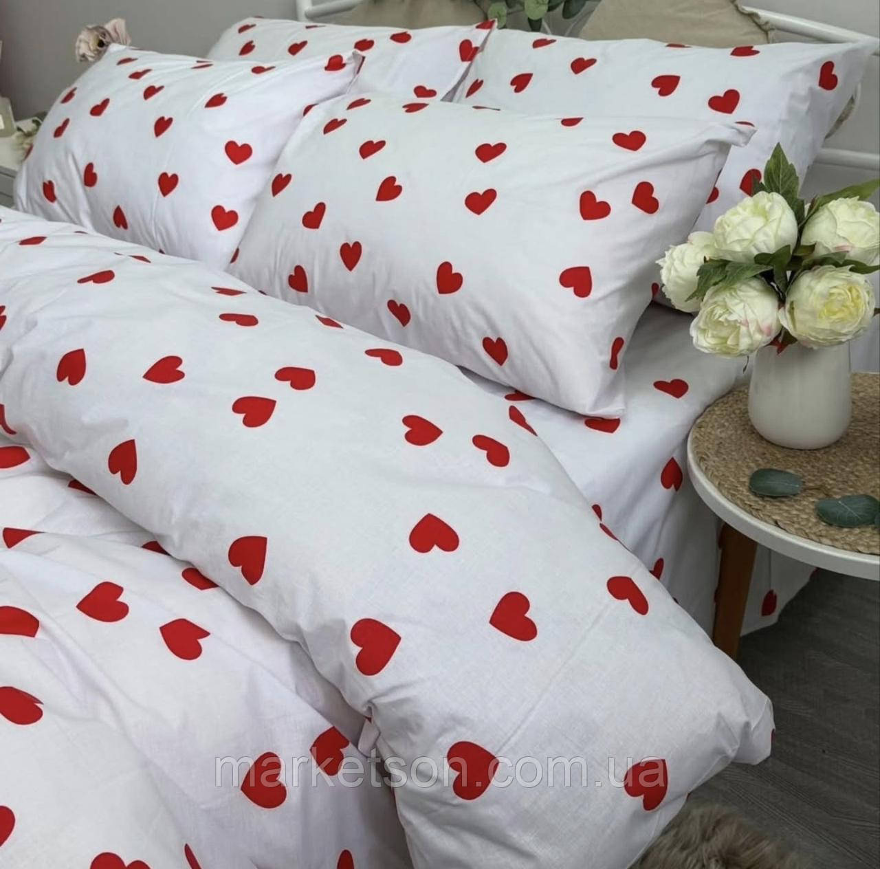 Дитяча полуторна постільна білизна бавовна Сердечки