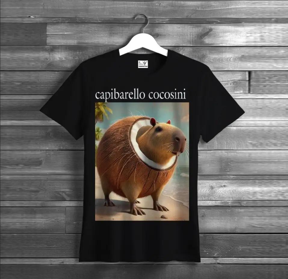Трендова футболка оверсайз з принтом capibarello cocosini
