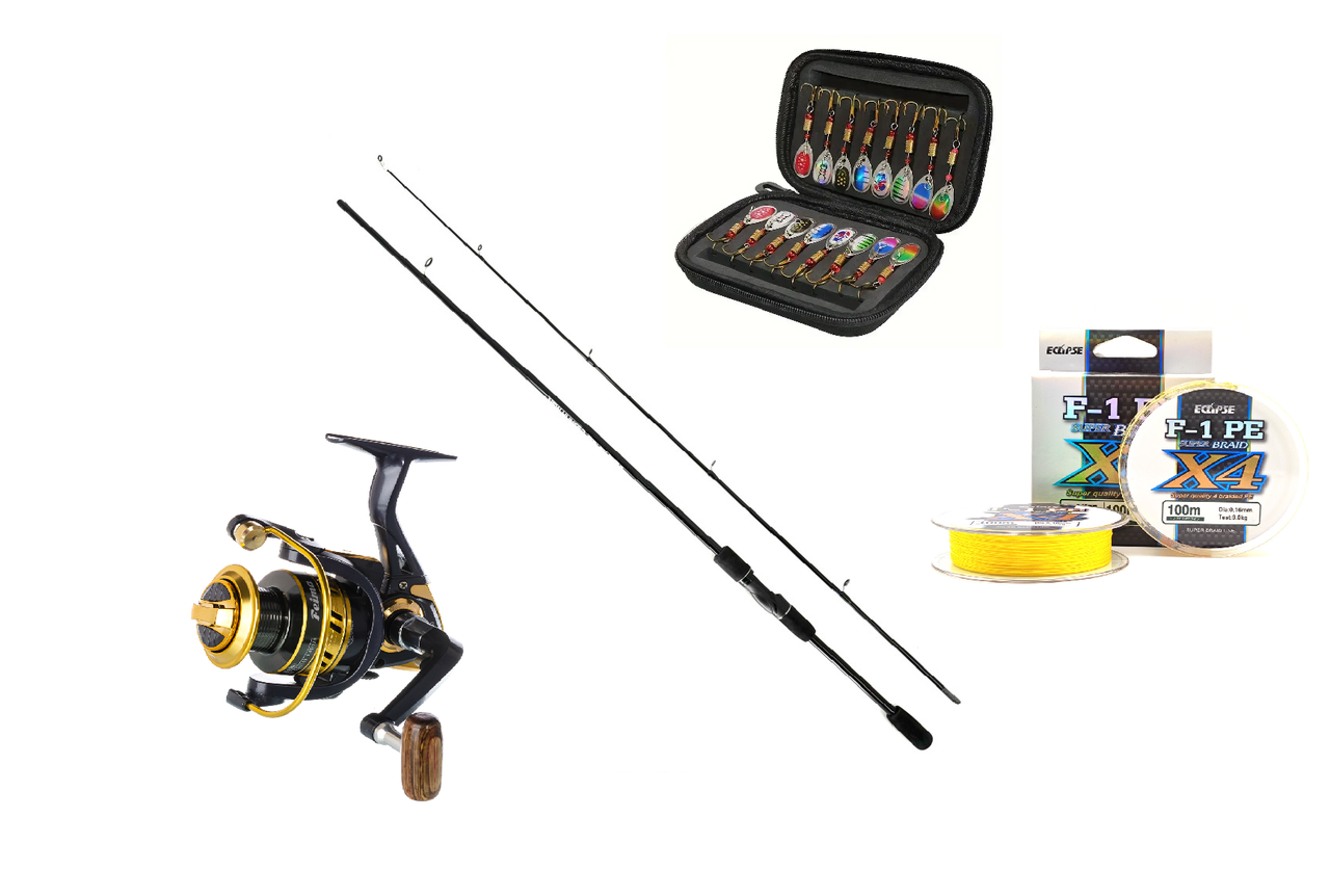Набір для лову хижака спінінг 2,4м , котушка3000 , шнур 16 блешень   (щука, судак, окунь, головень), фото 1