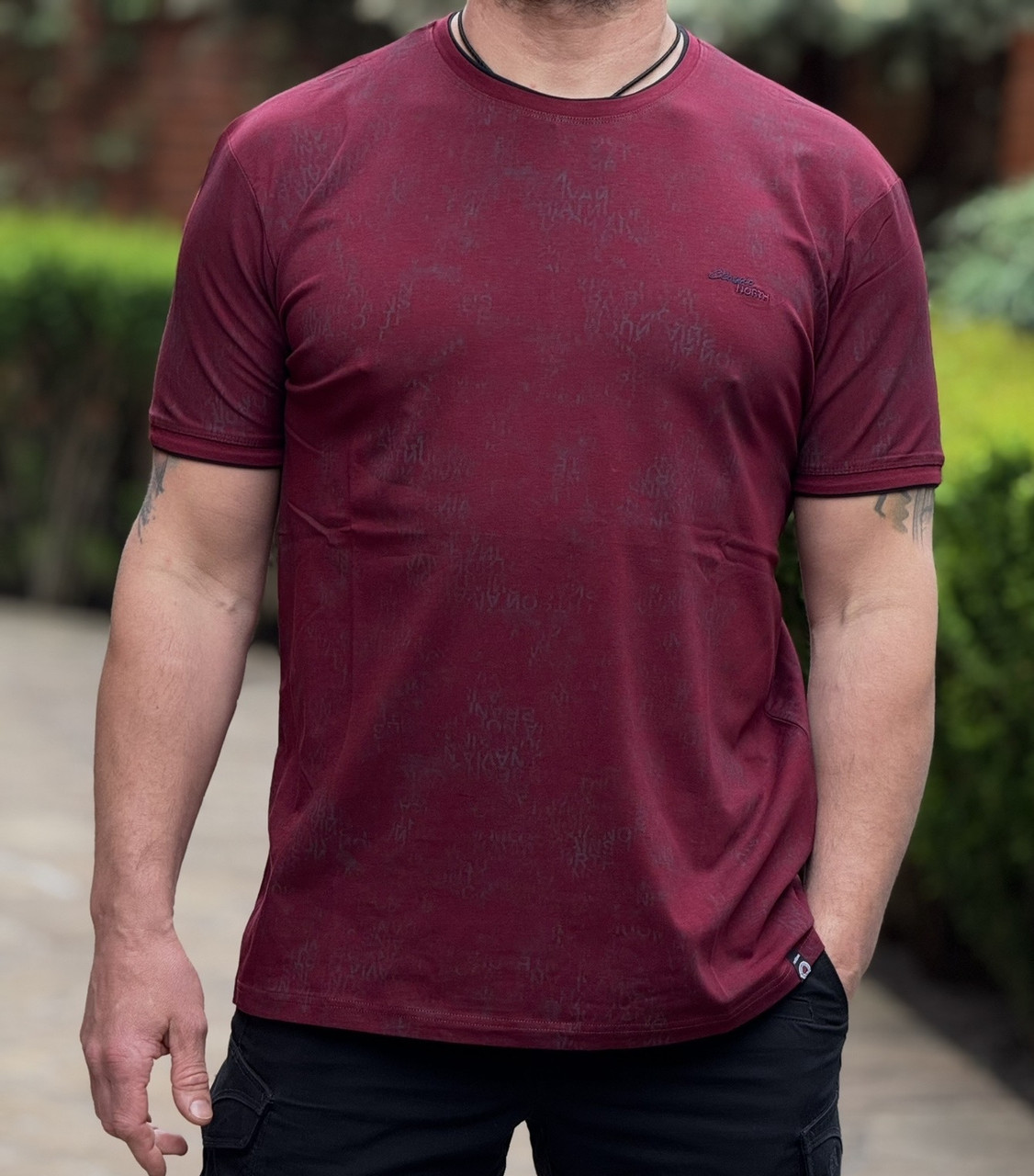 Футболка чоловіча Red Down 2XL–5XL, великі Туреччина, бавовна, вільна 5XL,Бордовий