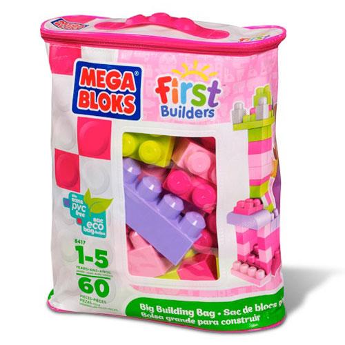 Конструктор рожевий у мішку (60 дет.) Mega Bloks, фото 1