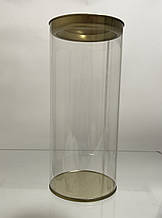 Тубус пластиковий 100х230 мм харчовий Прозорий із золотою кришкою і дном