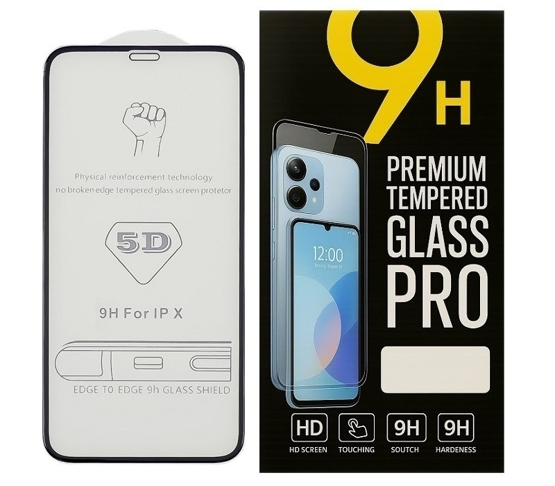 Захисне скло 5D для Apple iPhone X з чорною рамкою, фото 1