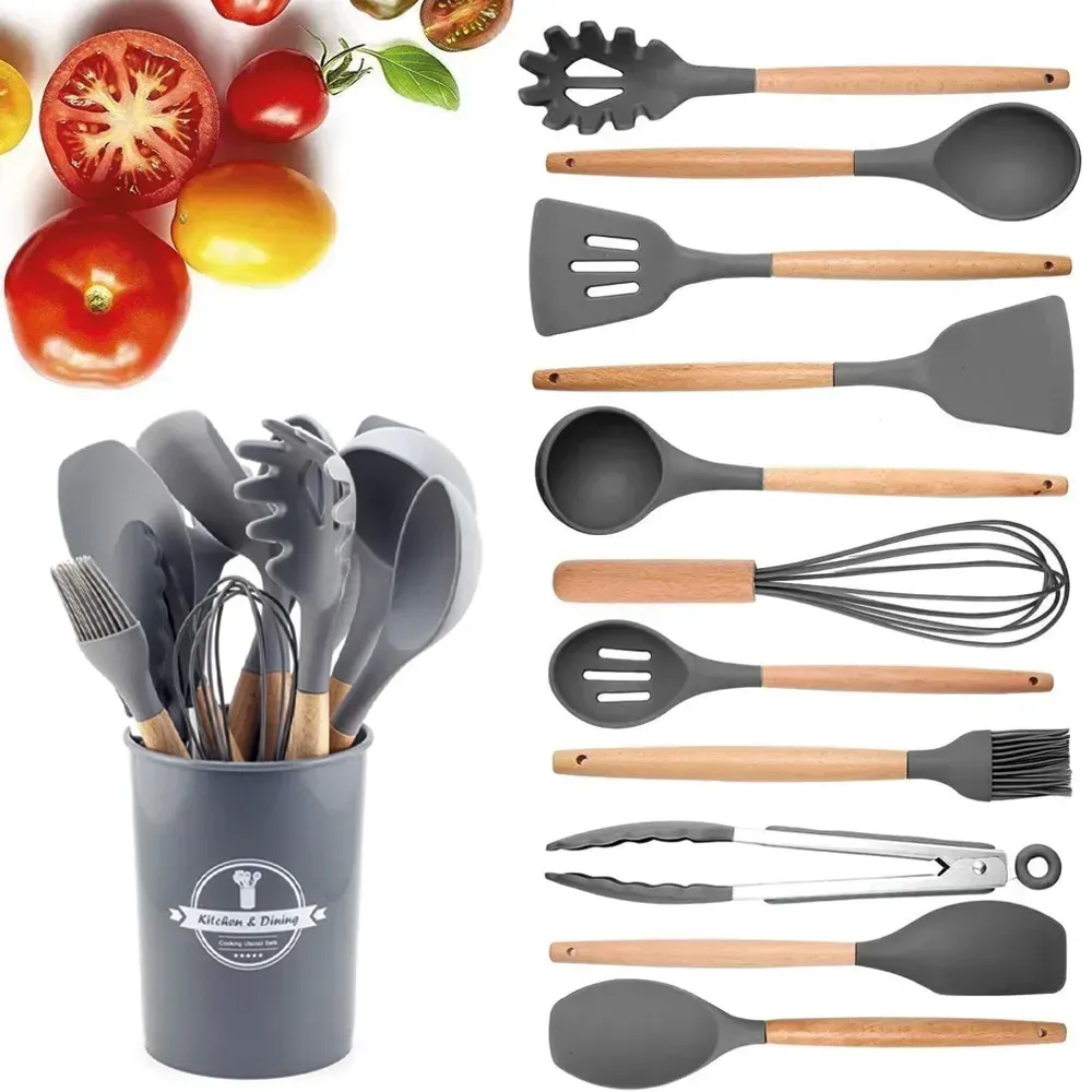 Силіконовий набір кухонного приладдя (12 предметів), Kitchen Set/ Кухонний набір із підставкою