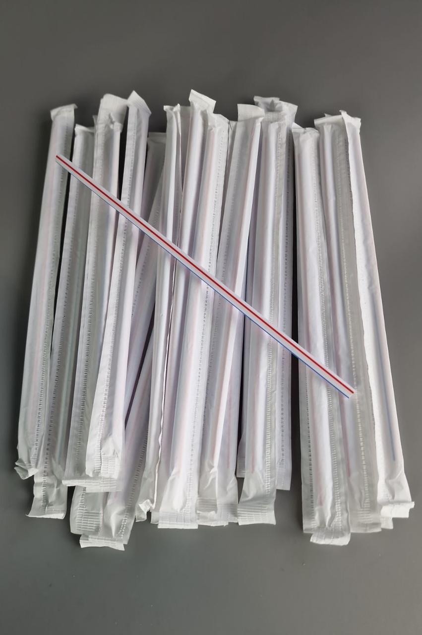 Трубочки для коктейлю "Рівна" в індивідуальній упаковці, d4.8-21см (Рп інд. уп.35х200) (200 шт), фото 1