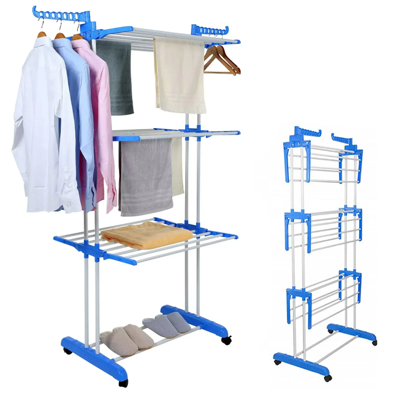 Багатоярусна сушарка для білизни до 50 кг (172х73х64 см) Garment Rack With Wheels/Складна підлогова сушарка